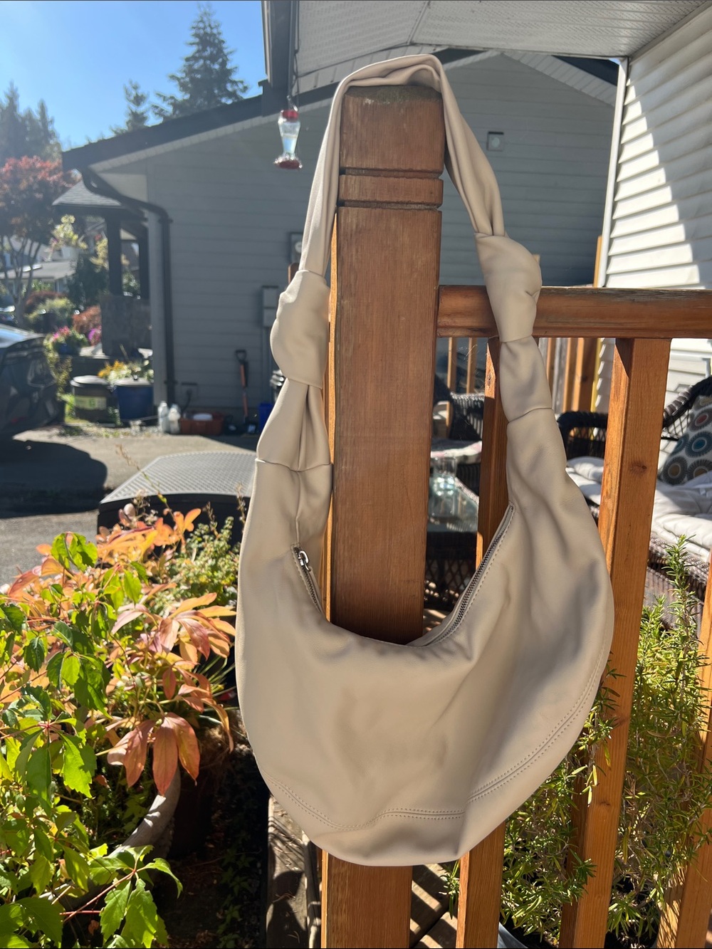 OAK + FORT Slouchy Vegan Leather Knotted Shoulder Bag - Minimalist Hobo